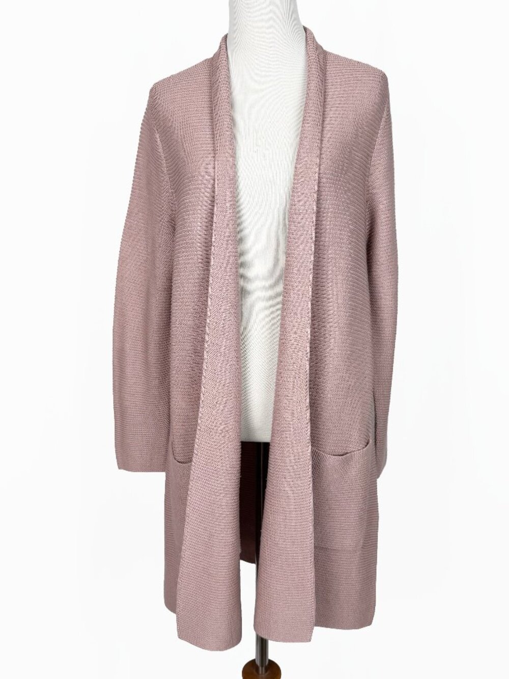 Eileen Fisher Pink Silk Cashmere Long Open Front Cardigan Sweater Size S